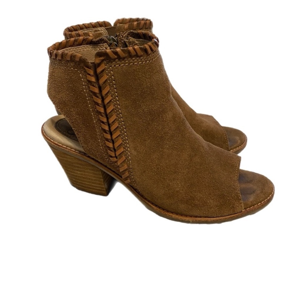Sofft Brown‎ Festival Suede Peep-Toe Heeled Boots - Picture 4 of 10